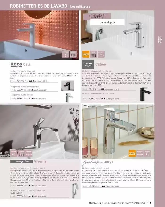 SALLE DE DE BAINS ET CARRELAGE 2025 du 11 avril au 31 décembre 2025 - Catalogue page 113