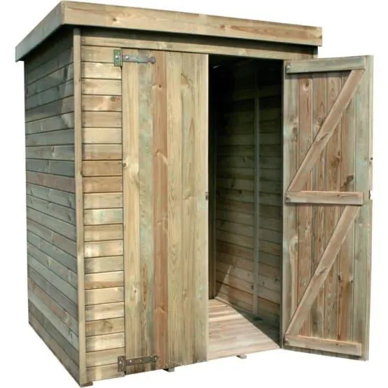 Armoire de jardin en bois traité à toit plat av plancher Theofil