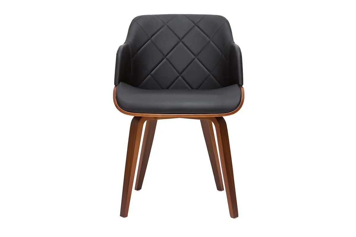 Chaise design noir et bois foncé LUCIEN