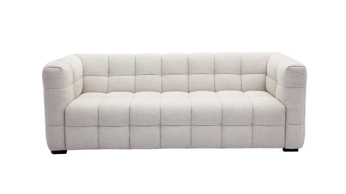 Canapé design 3 places en tissu effet velours texturé beige CORTO