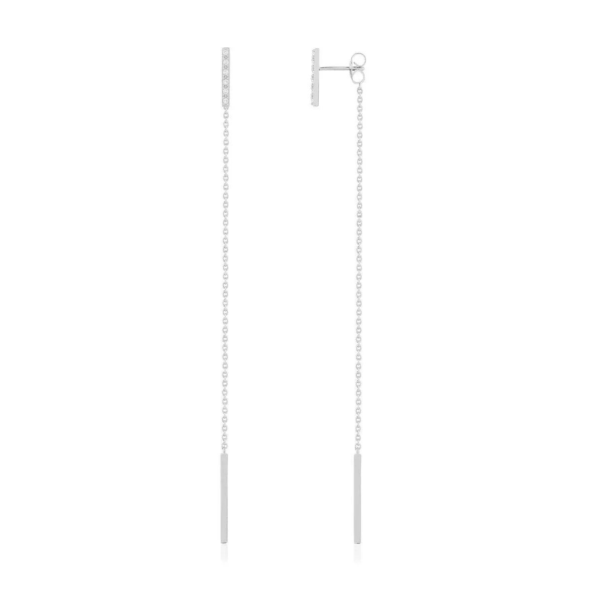 Boucles d'oreilles pendants argent 925 et zirconias