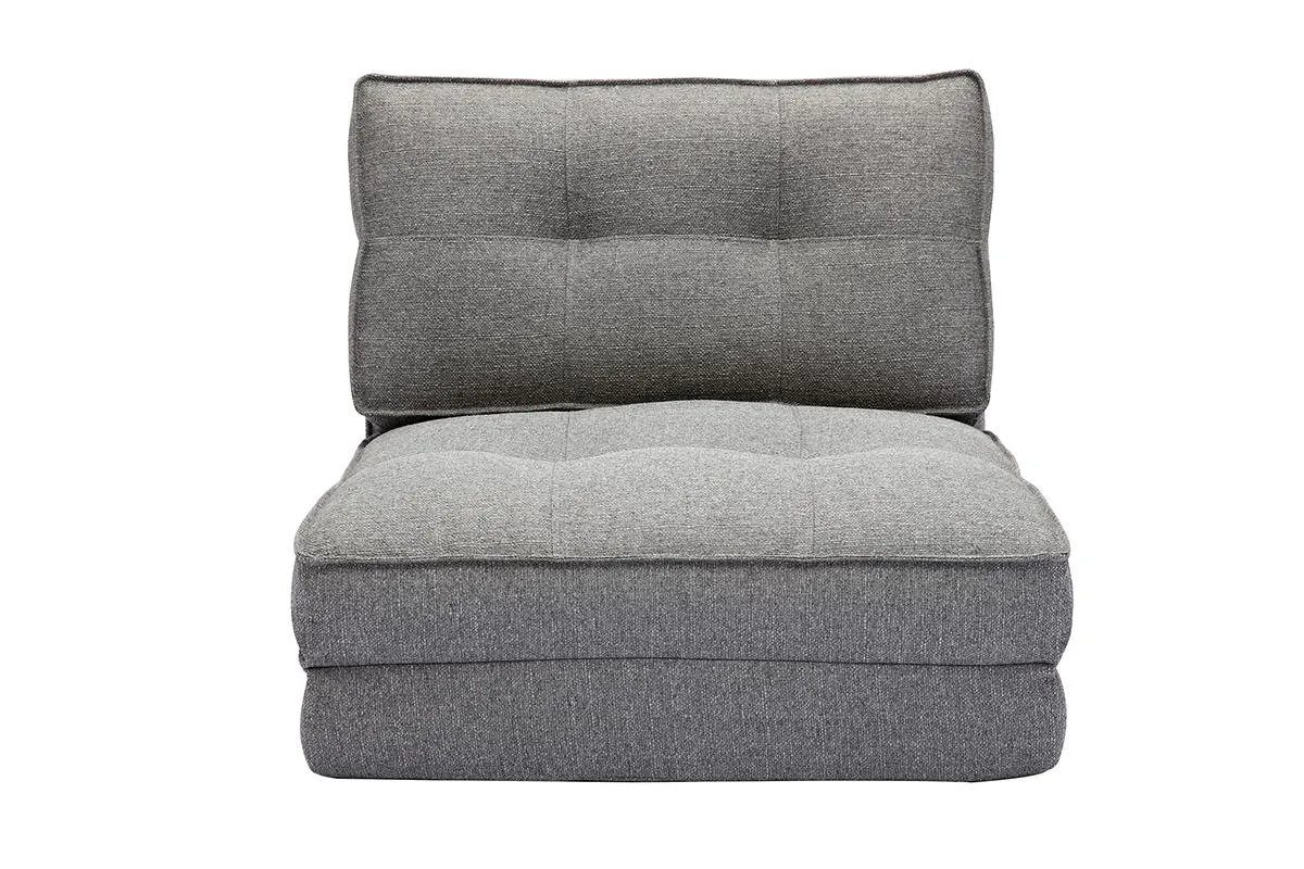 Chauffeuse 1 place convertible en tissu gris chiné SALLY