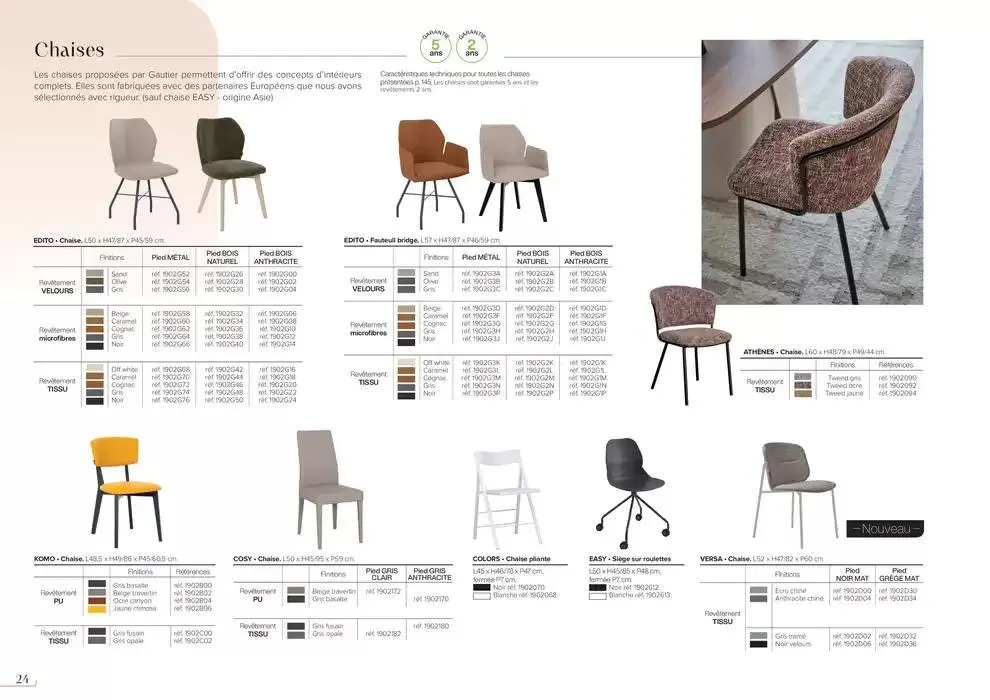 Collection Tables & chaises du 14 janvier au 31 décembre 2025 - Catalogue page 24