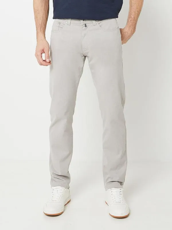 Pantalon 5 Poches Tissu Stretch Coupe Tapered - Taupe
