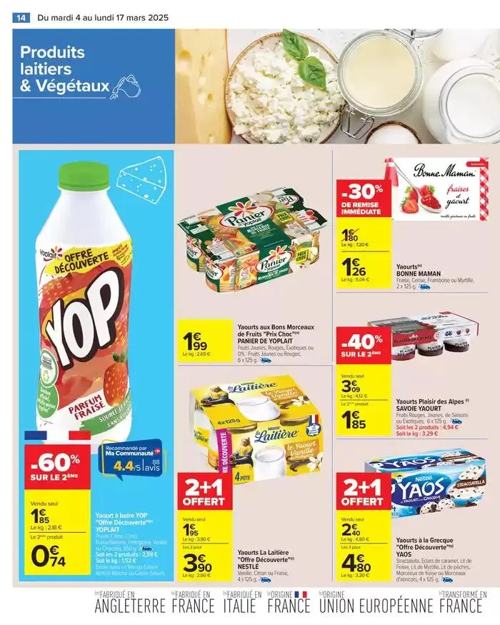 PRODUITS LAITIERS & VÉGÉTAUX du 4 mars au 17 mars 2025 - Catalogue page 16
