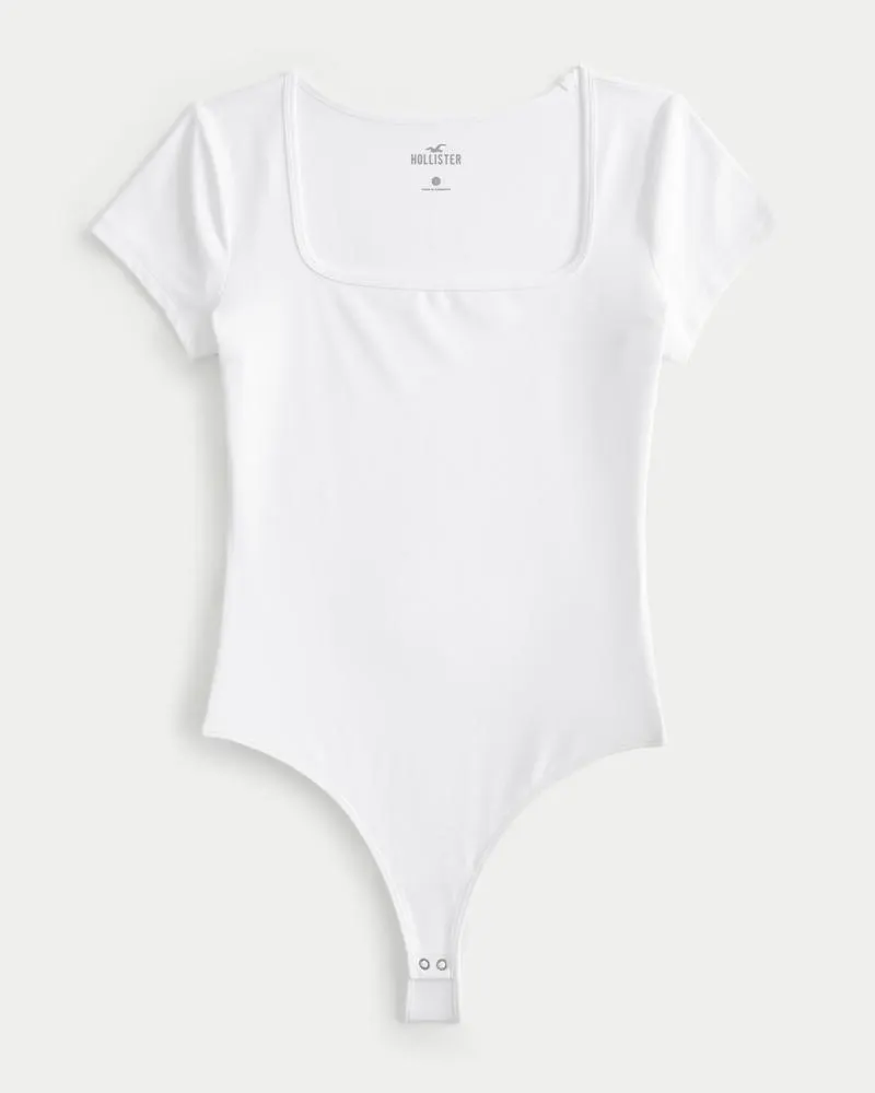 Soft Stretch Seamless Fabric Square-Neck Bodysuit
