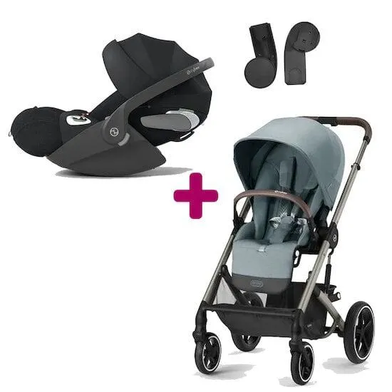 Pack poussette duo Balios S Lux sky blue + coque Cloud T i-size tissus plus Sepia Black de Cybex