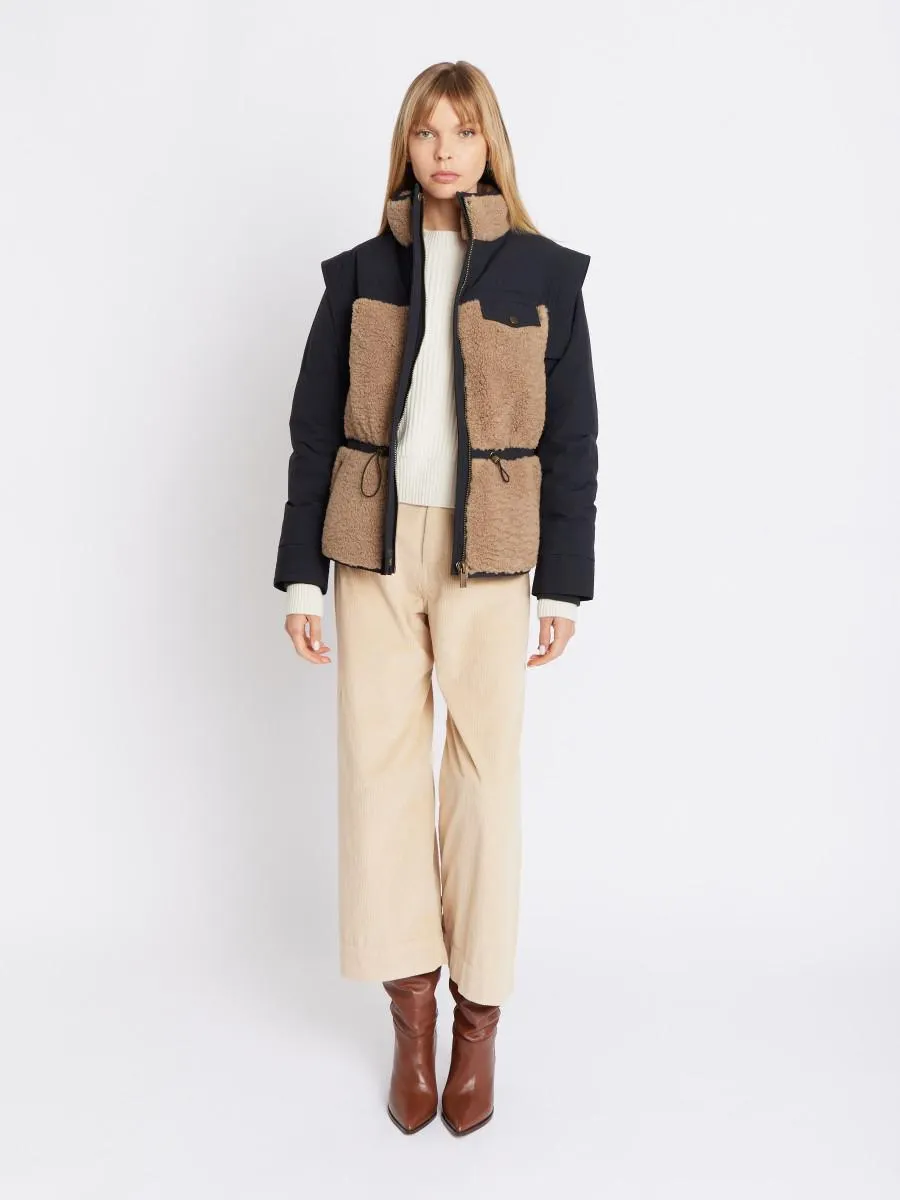 MARIANA | Manteau rembourré noir bi-matière