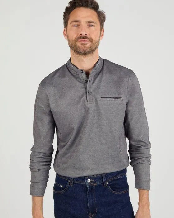 T-shirt col mao boutonné