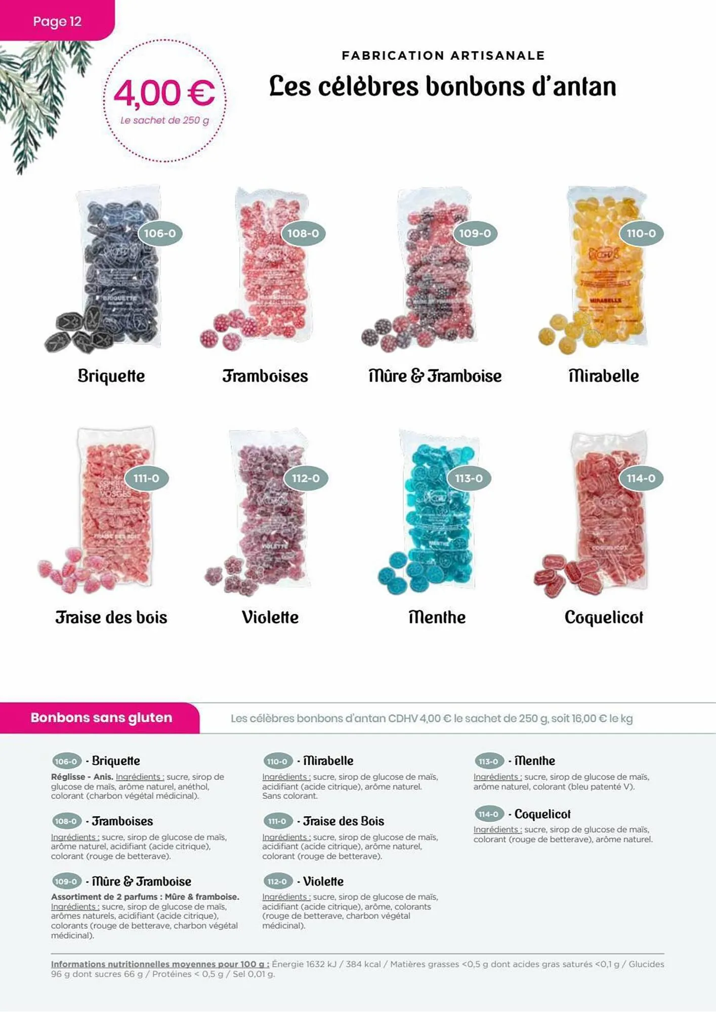 Catalogue Confiserie des Hautes Vosges du 13 juillet au 31 décembre 2023 - Catalogue page 12