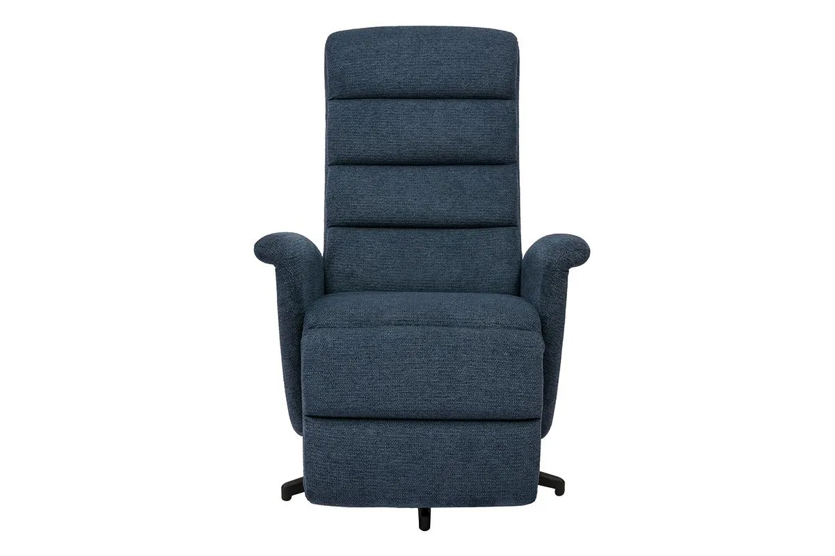 Fauteuil pivotant relax manuel en tissu chenille bleu foncé NELSON