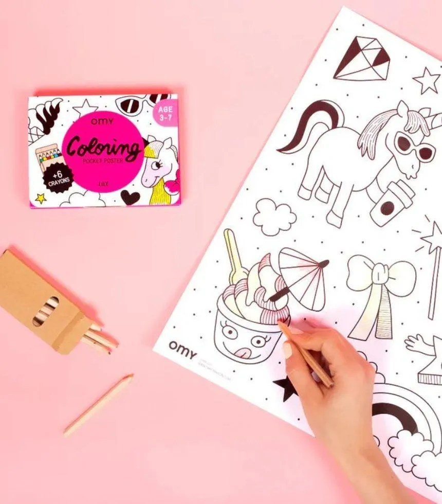 Pocket coloring licorne