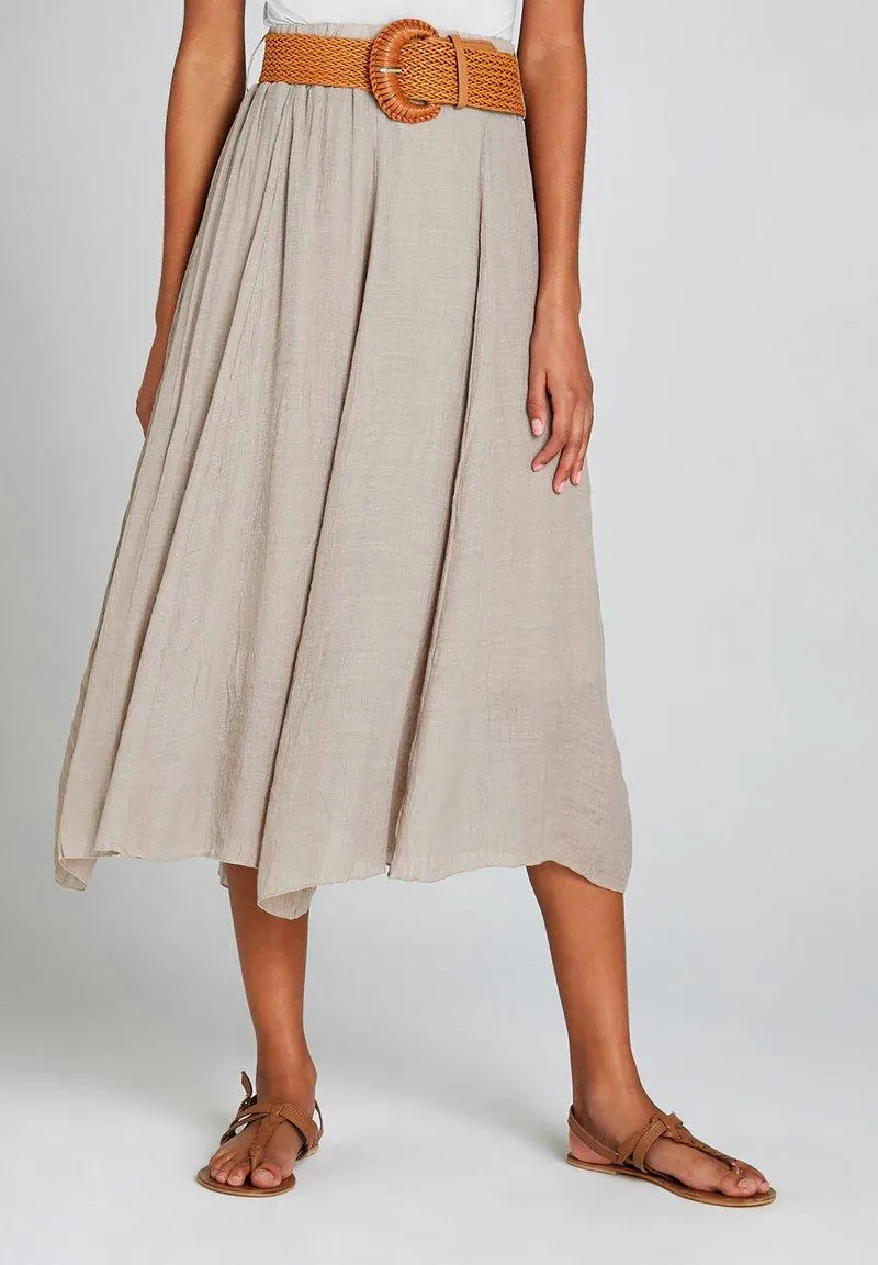 CRINKLE MIDI - Jupe trapèze - brown