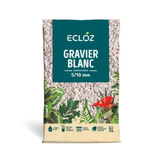 Gravier blanc 5L - Calibre 5/10mm - ECLOZ