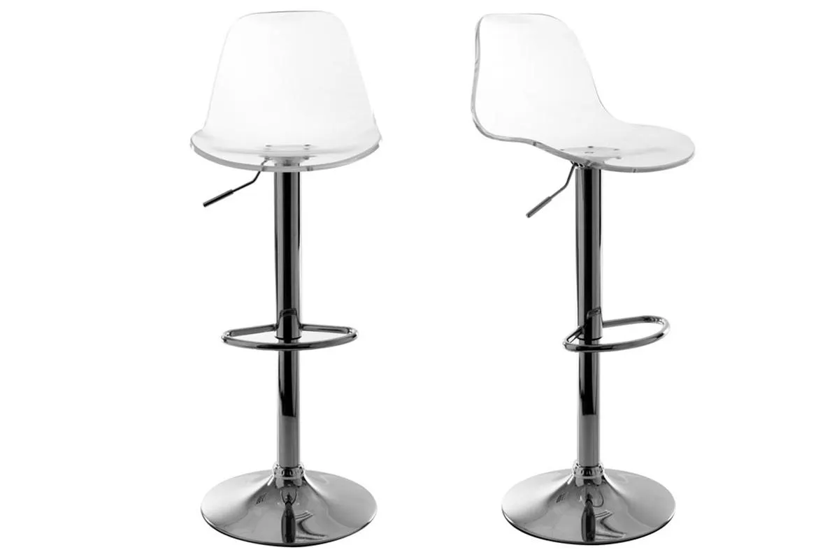 Tabourets de bar design réglables transparents (lot de 2) GALILEO