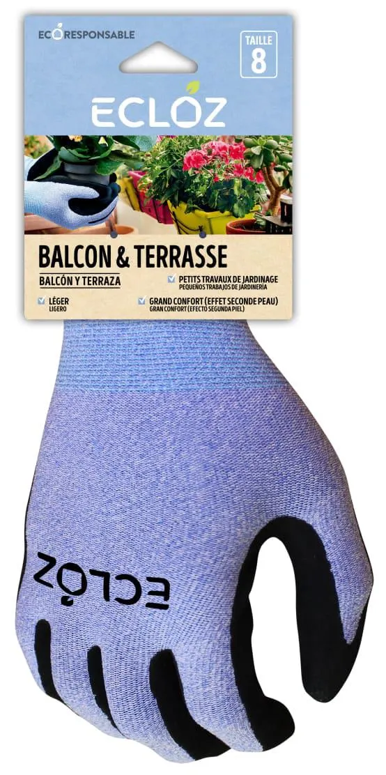 Ecloz - Gants Balcon terrasse bleu adulte Taille 06