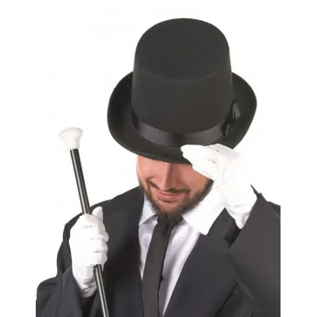 Chapeau haut de forme noir avec nœud adulte