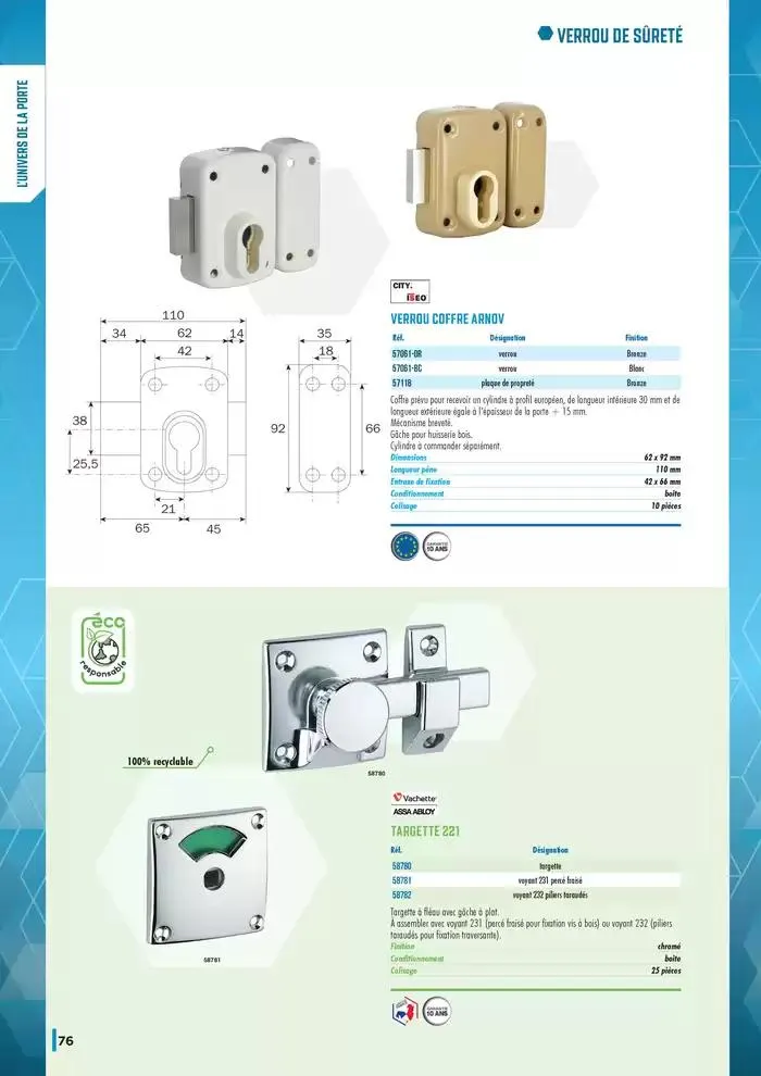 Guide Quincaillerie Serrurerie 2025 - 2026 du 1 avril au 1 avril 2026 - Catalogue page 78