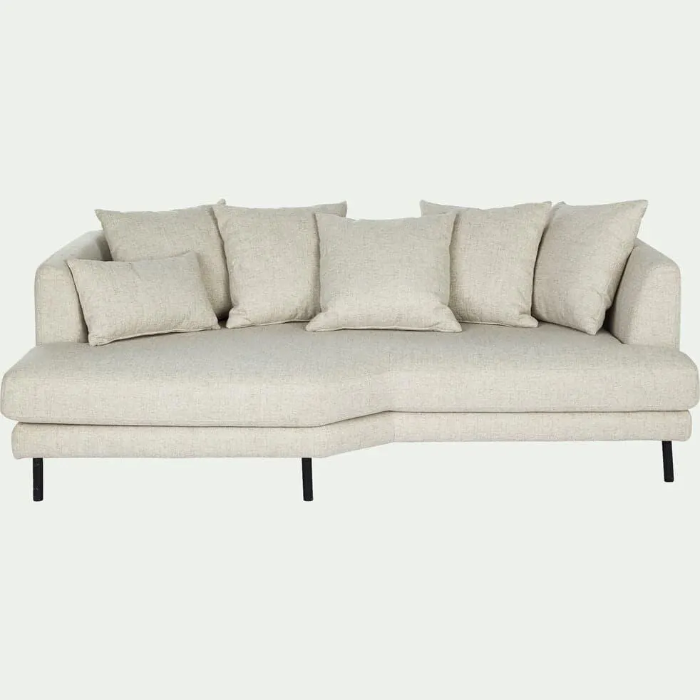 TESSOUN Canapé 3 places fixe gauche en tissu - beige roucas