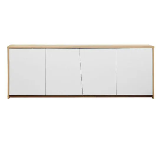 Buffet 4 portes ESSENTIAL Imitation chêne et blanc