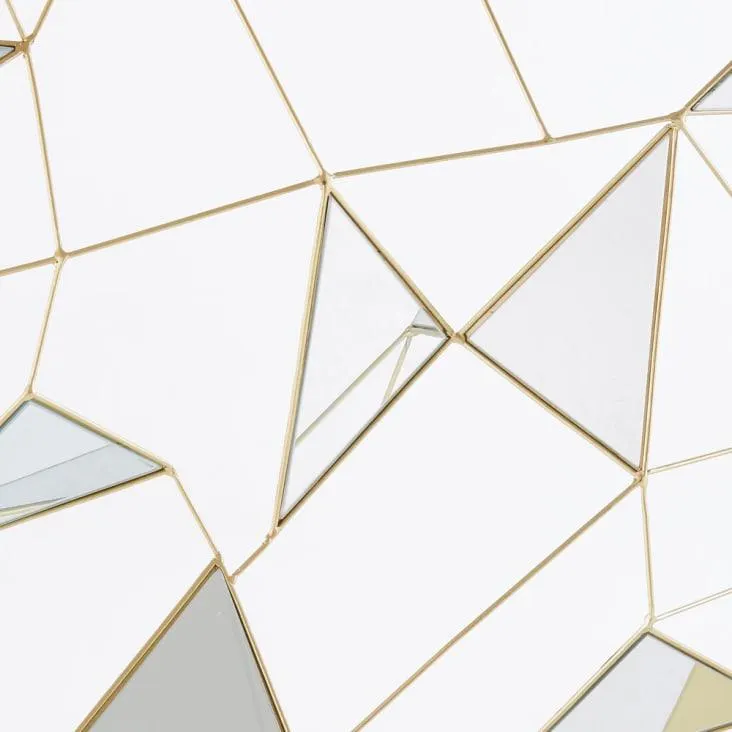 Decorazione da parete specchio in metallo dorata, 98x98 cm