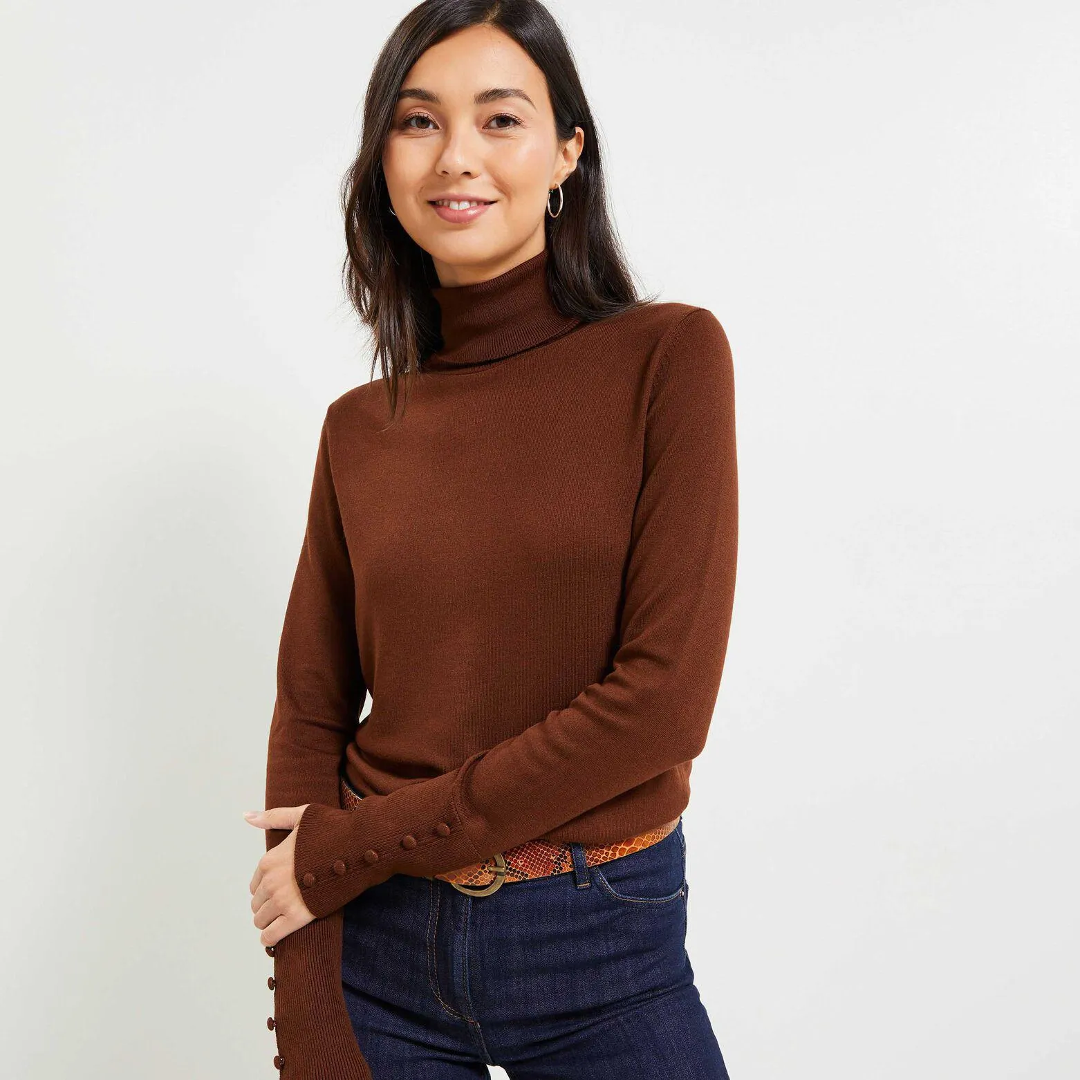 Pull col roulé femme