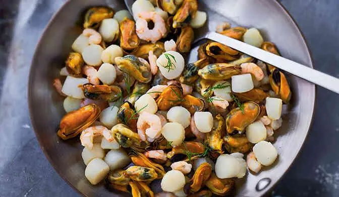 Mélange de moules, crevettes nordiques, Saint-Jacques MSC*