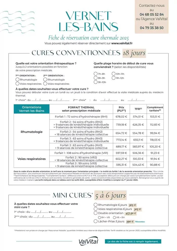 Fiche de réservation Vernet-les-Bains 2025 du 9 décembre au 31 décembre 2025 - Catalogue page 1