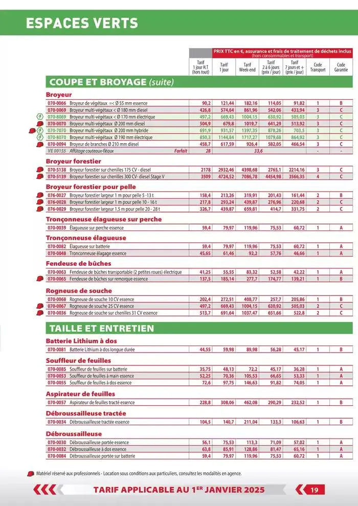 Tarifs particuliers du 3 janvier au 31 décembre 2025 - Catalogue page 21