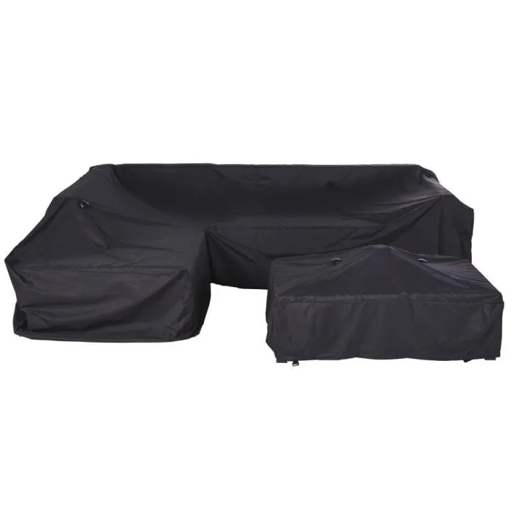 Funda protectora para salón de jardín esquinero en negro, 275 x 95 x 70