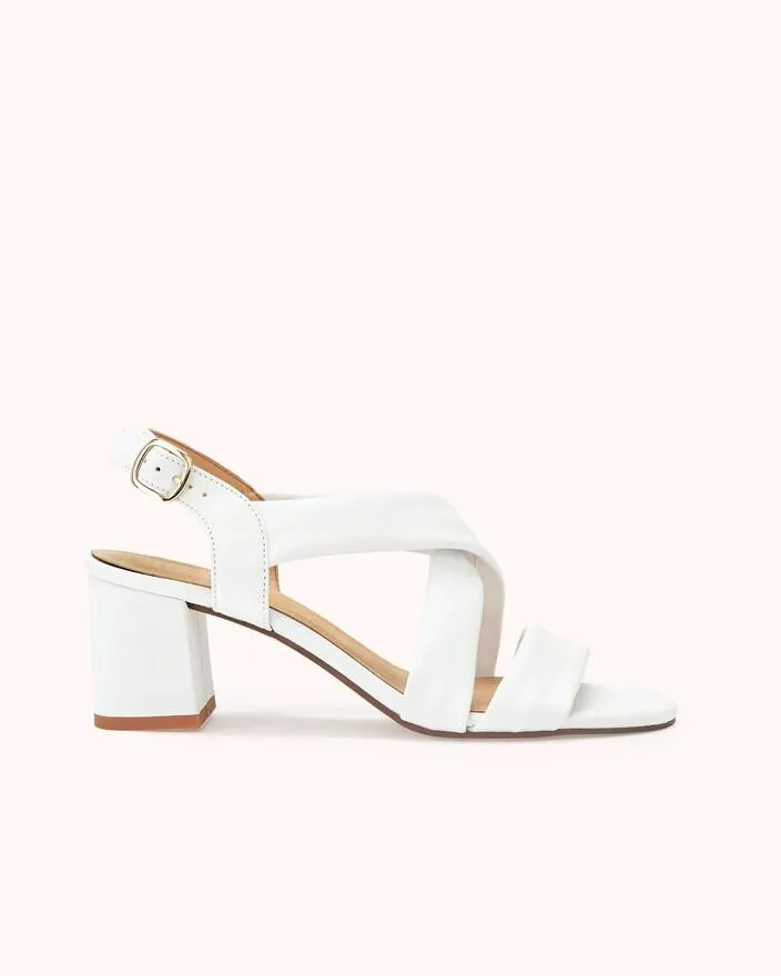SANDALE A TALON VIZZO en cuir lisse blanc