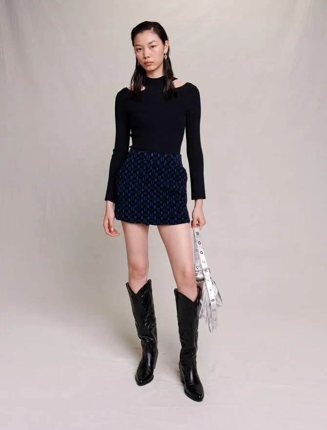 Short jupe à jacquard velours