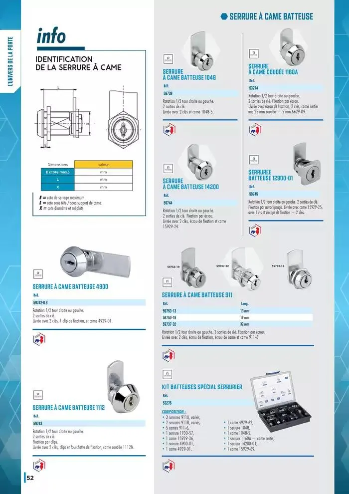 Guide Quincaillerie Serrurerie 2025 - 2026 du 1 avril au 1 avril 2026 - Catalogue page 54