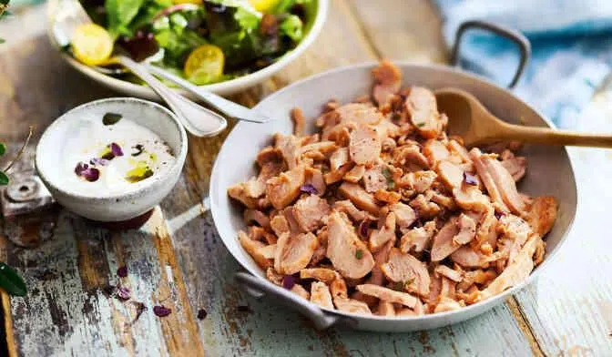 Émincés de poulet rôtis, cuits