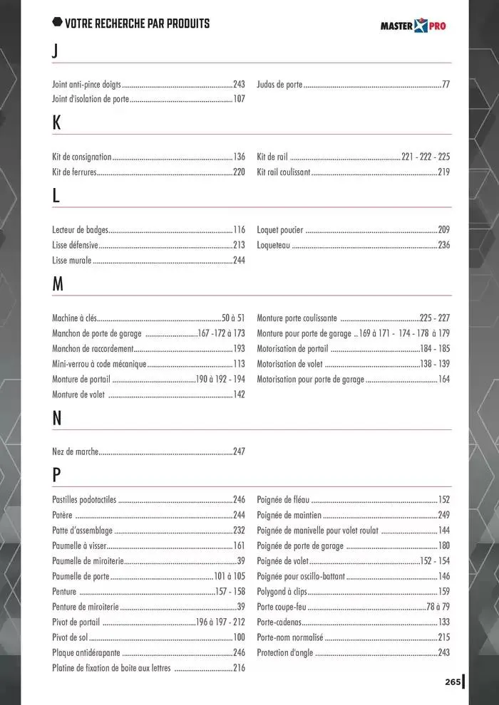Guide Quincaillerie Serrurerie 2025 - 2026 du 1 avril au 1 avril 2026 - Catalogue page 267