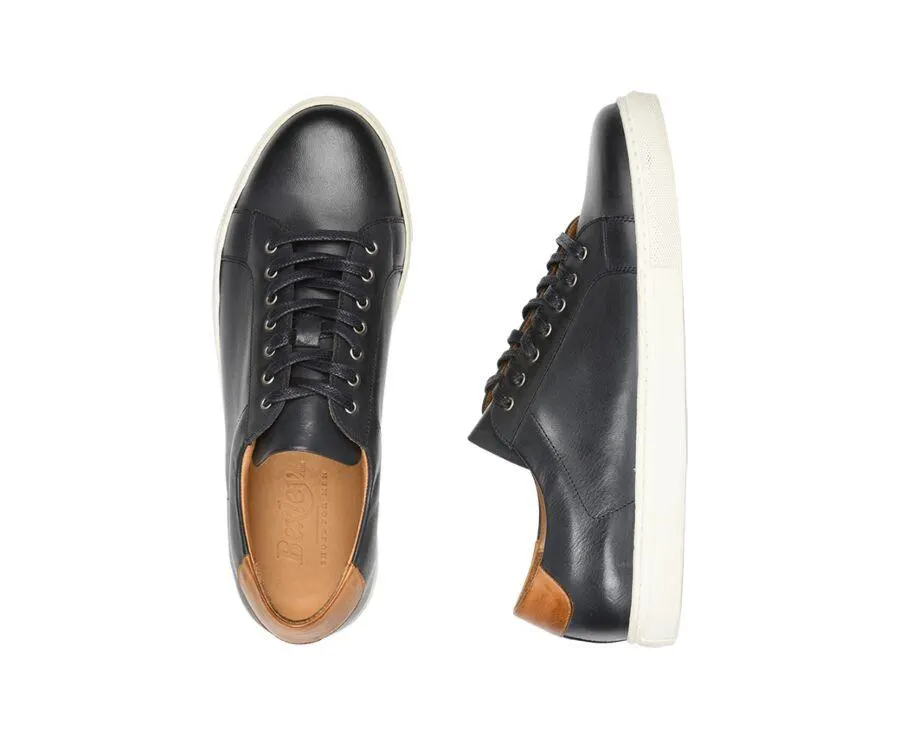 Sneakers cuir homme Navy Patiné - INGLEWOOD