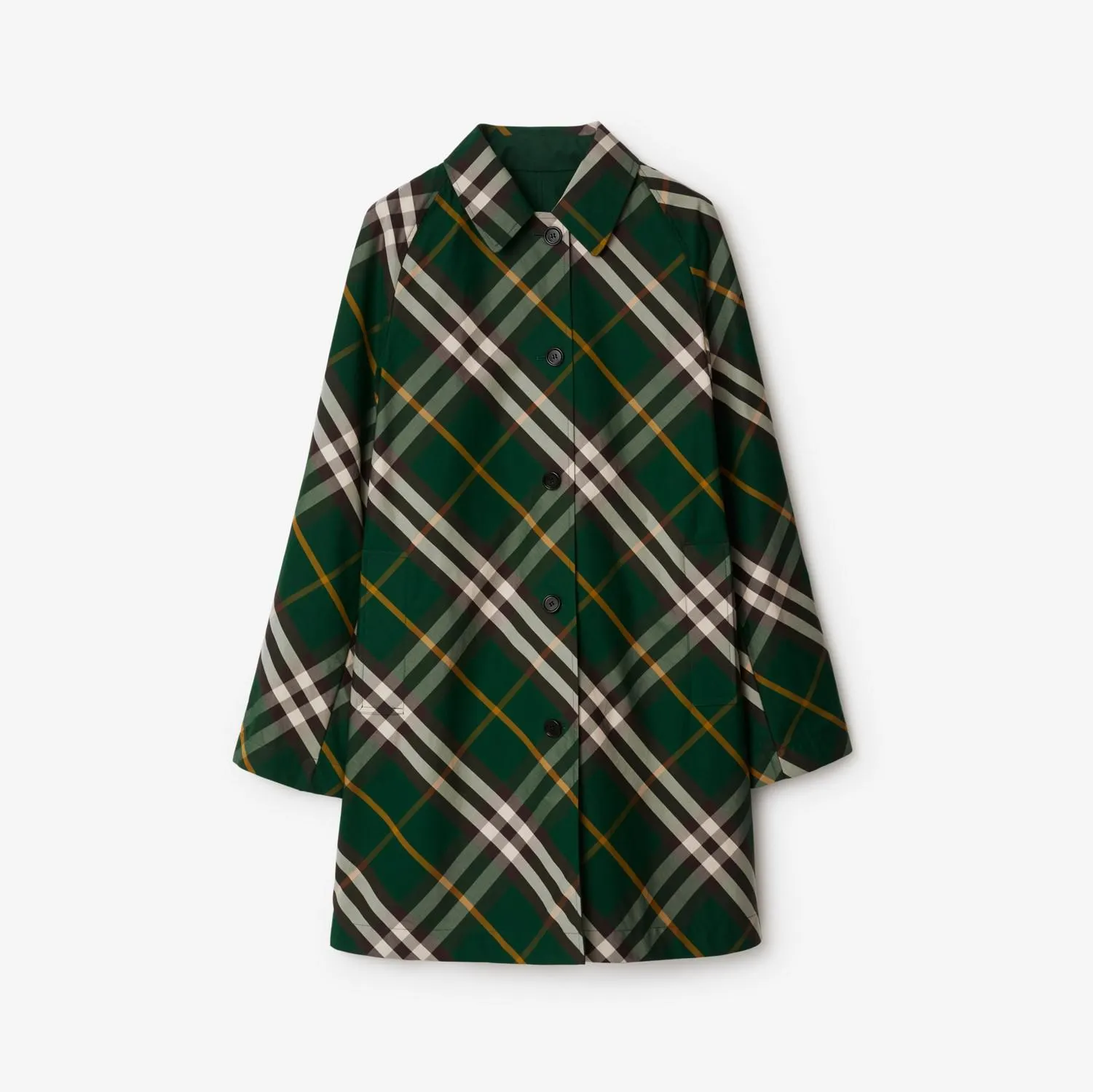 Mid-length Reversible Check Gabardine Car Coat