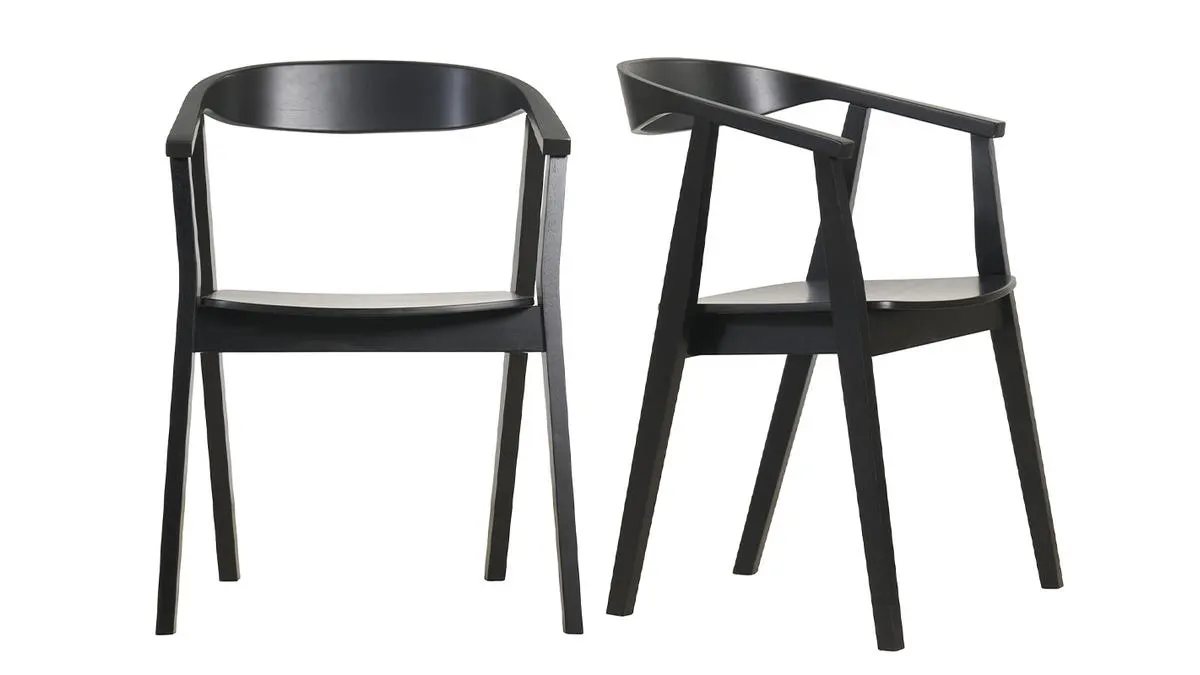 Chaises design noires en bois (lot de 2) BAHIA