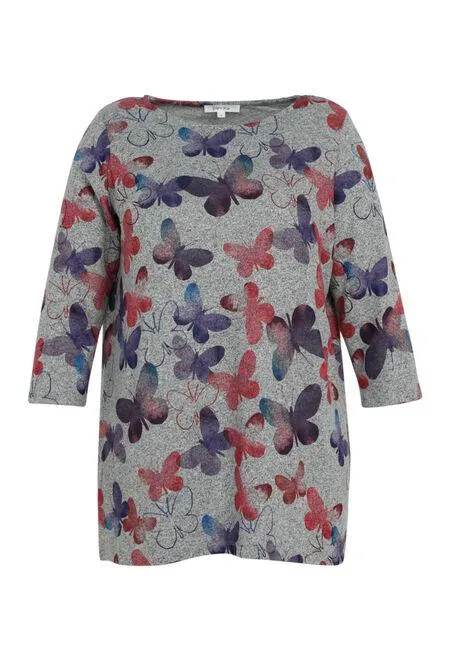 Tunique en maille chaude motif papillons