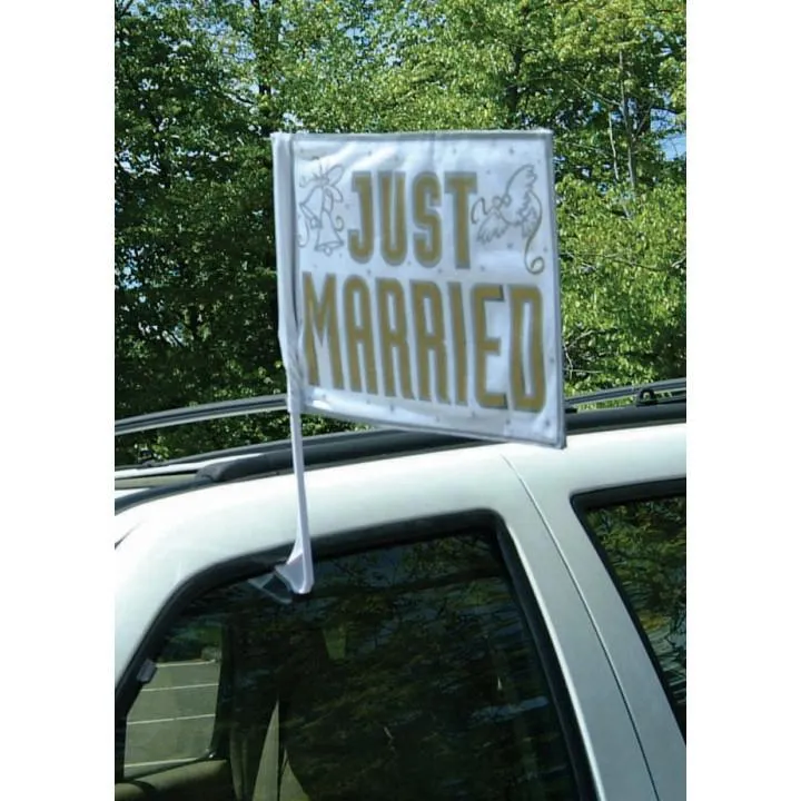 Drapeau de voiture Just married 35,5 x 45,7 cm