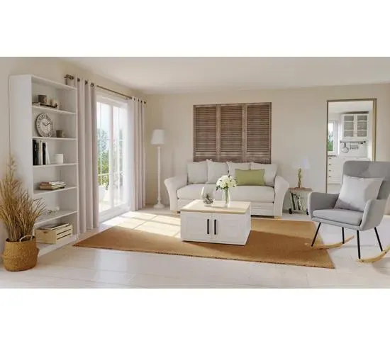 Table basse ROMANCE imitation Pin/ imitation Chêne