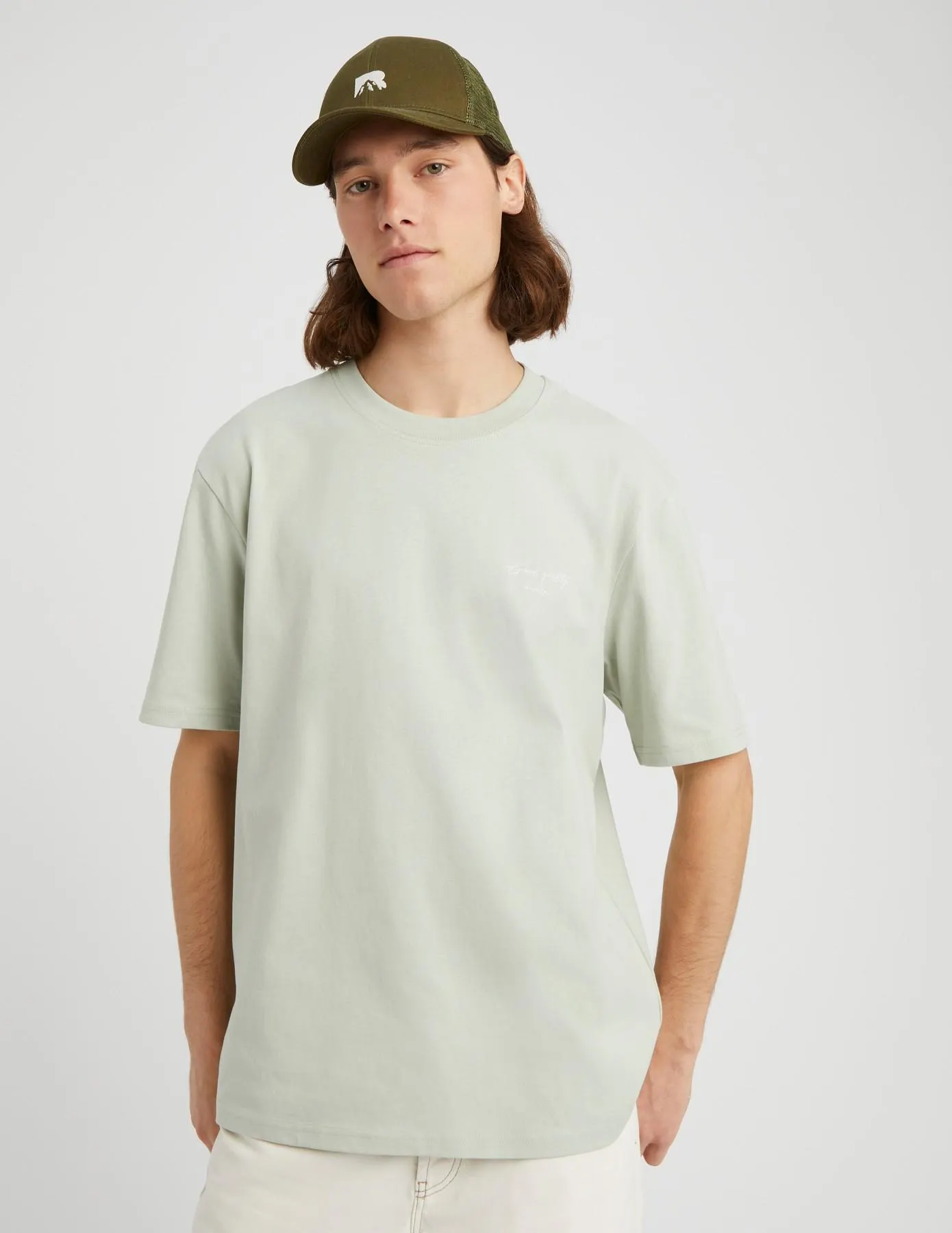 T-shirt brodé à message - Vert clair