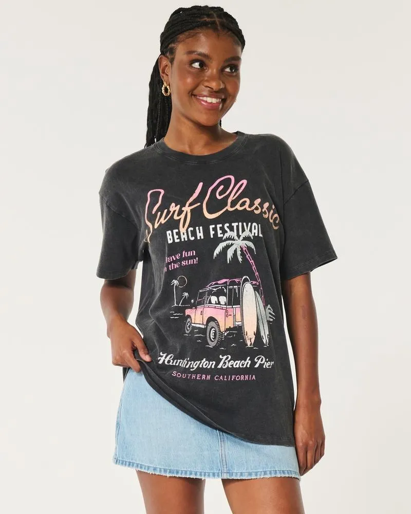 Oversized Surf Classic Beach Festival Graphic Tee