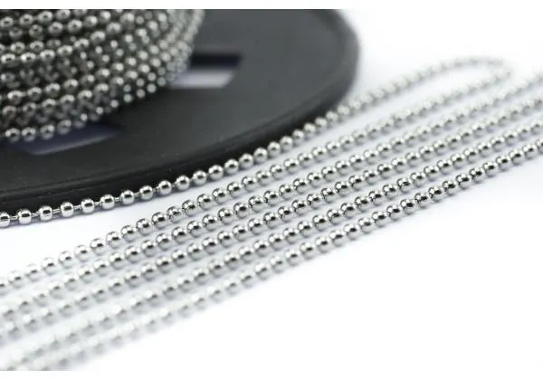 Chaîne bille en Acier Inoxydable - Diamètre des boules 1.5 mm - Couleur Argent (Vendue au mètre)