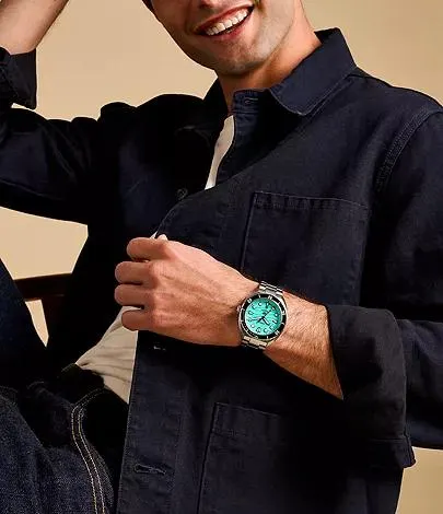 Montre Breaker à trois aiguilles avec date, en acier inoxydable