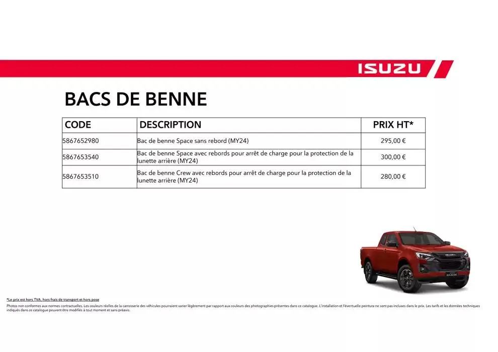 ISUZU SPACE N60B Accessoires du 15 octobre au 15 octobre 2025 - Catalogue page 26