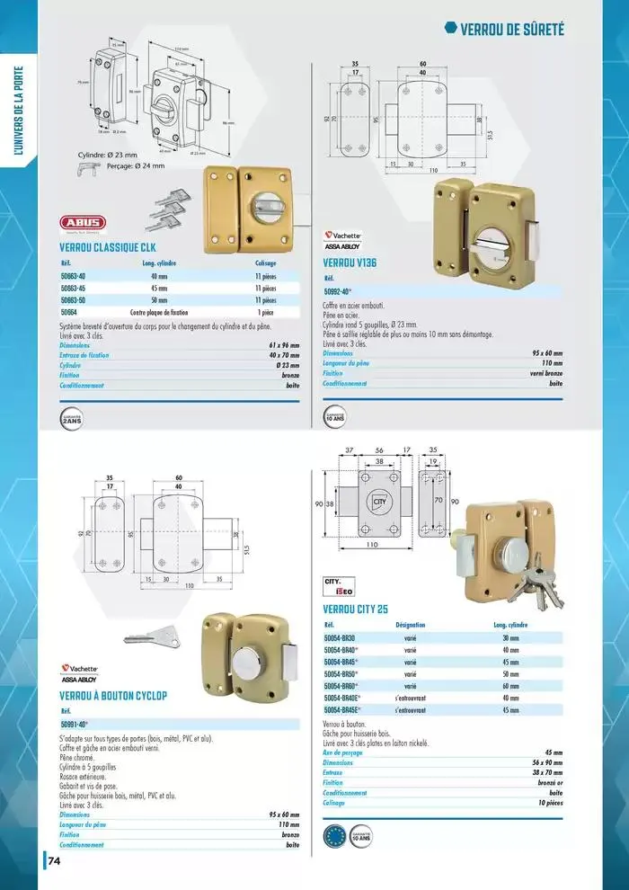 Guide Quincaillerie Serrurerie 2025 - 2026 du 1 avril au 1 avril 2026 - Catalogue page 76