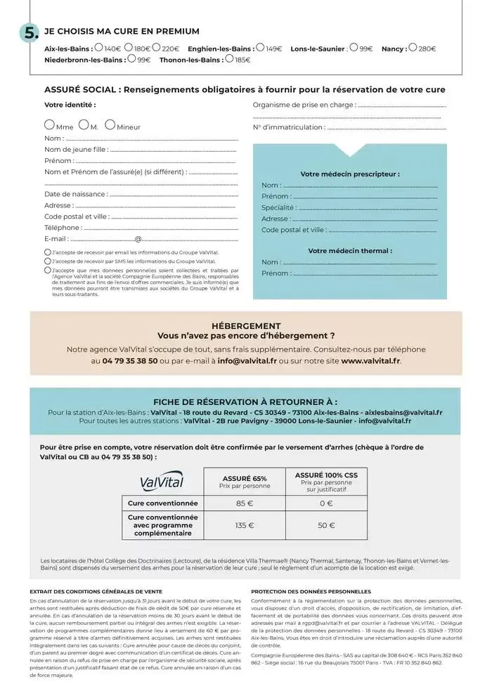 ValVital Fiche de réservation cure du 11 février au 31 décembre 2025 - Catalogue page 2