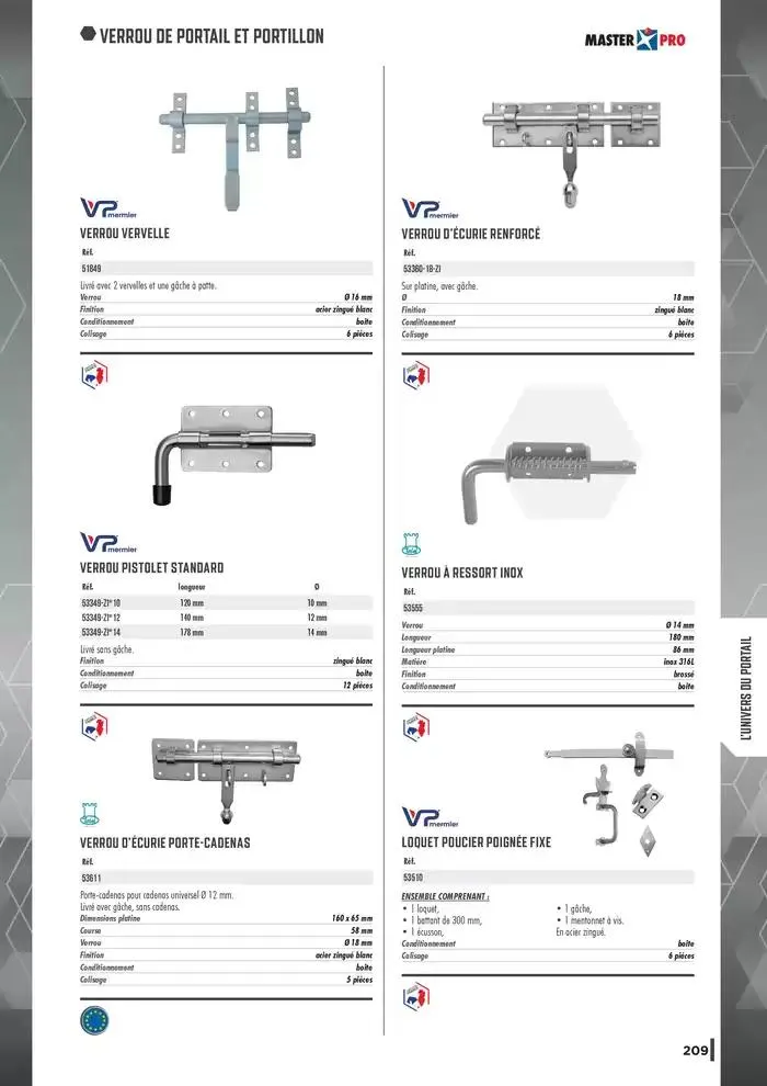 Guide Quincaillerie Serrurerie 2025 - 2026 du 1 avril au 1 avril 2026 - Catalogue page 211