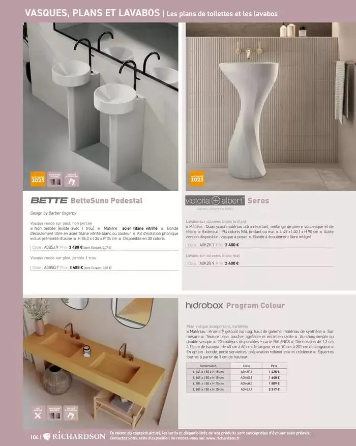 SALLE DE DE BAINS ET CARRELAGE 2025 du 11 avril au 31 décembre 2025 - Catalogue page 106